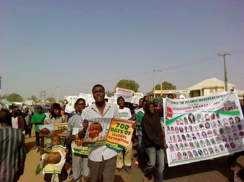 free zakzaky protest in zaria for medical care
